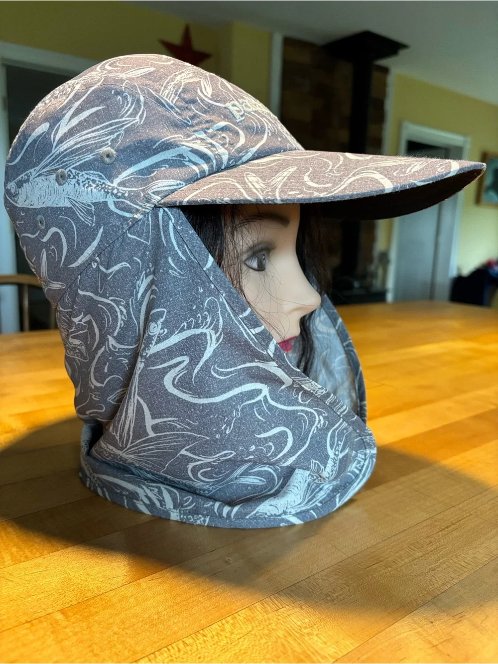 Patagonia Women’s Sun Hat with Neck Flap - Gray & White Swirl